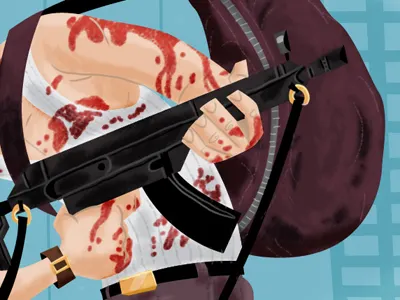 I Have a Machine Gun Now cartooning come out to the coast illustration texture