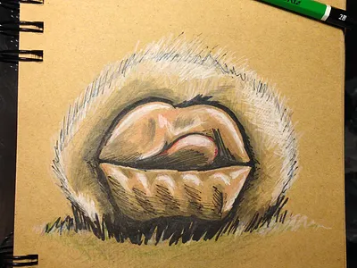 Coca Cola kissypuppy brown brush coca cola creature monster paper sketch