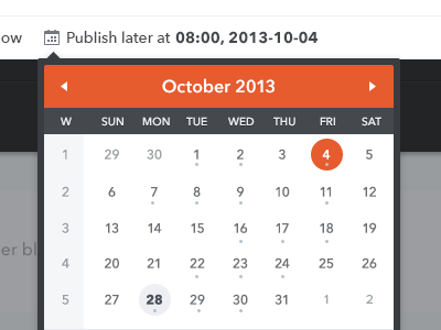 Publish Later calendar dark grey dialog flat lj system orange smartcms smartsocial