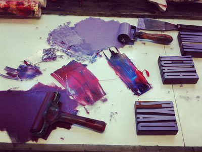 Ink mixing. font ink letterpress purple type typography wsa