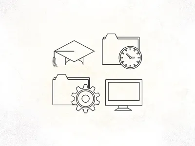Job Icons clock computer folders gear grad cap icons monoweight monoweight illustration