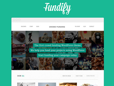 Fundify - Crowd Funding WordPress Theme clean crowd funding crowd sourcing crowdfunding easy digital downloads ecommerce funding hero slider modern responsive submissions textures wordpress