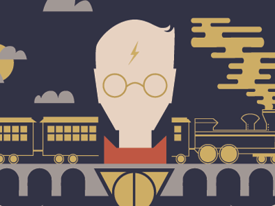 Silver Screen Society dark design glasses. train harry potter magic nerd night poster silver screen society smoke yellow