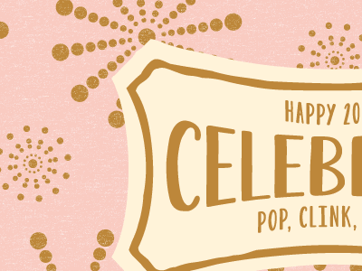 Pop Clink Fizz banner design holiday pattern retro starburst texture