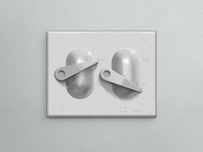 Kitchen switch lighting photo real render skeuomorphism switch