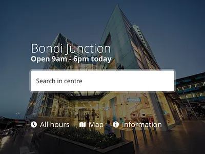 Centre Search centre information map. location open hours photo search ui