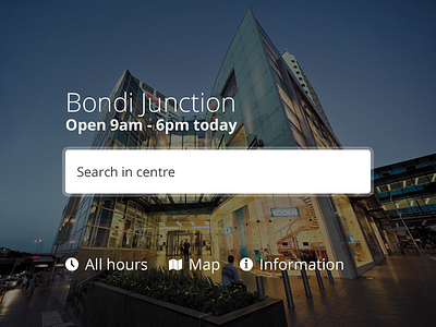 Centre Search centre information map. location open hours photo search ui