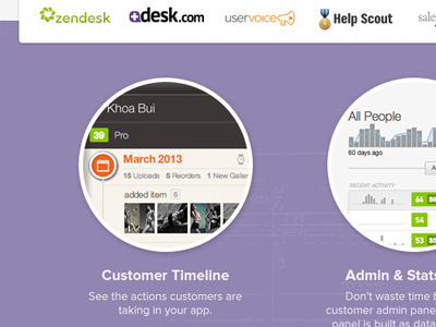 Preact marketing screenshot circles logos purple