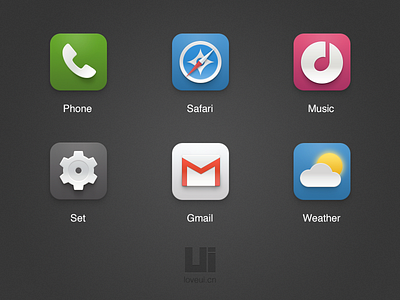 Loveui Style - Part 1 icon loveui mail mogo music phone safari set theme weather