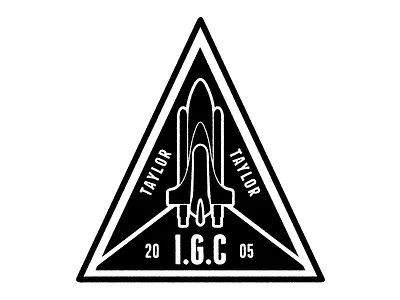 Blastoff embroidered illustration mission mono monochrome monogram space typography