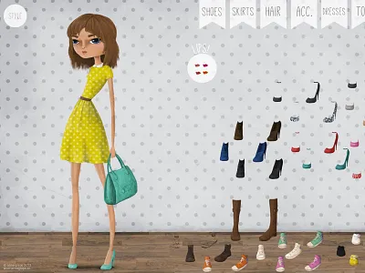 Style flash game clothes dress up fashion flash game girl illustration