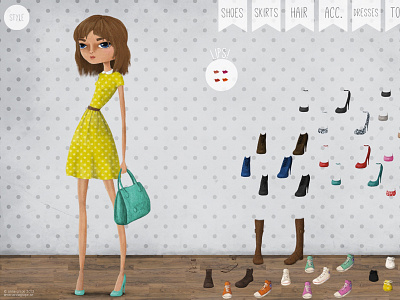 Style flash game clothes dress up fashion flash game girl illustration