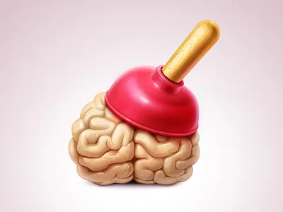 Force your brain! artua brain force icon illustration plunger