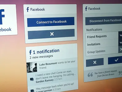 Facebook panel design facebook flat ios ipad panels widgets