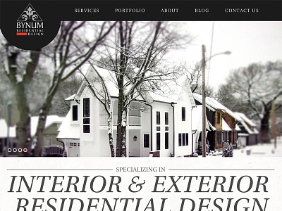 Bynum Homepage architect headline home home design house large page slideshow typography website