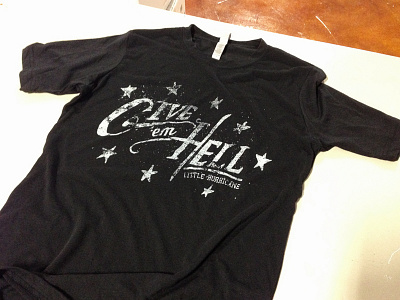 "Give 'em Hell" Printed americana hand drawn handcraft little hurricane merch print t shirt texture tour viva merch