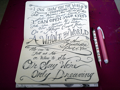 Lettering Lyrics, Aladdin aladdin disney hand lettering love pencil script sketchbook typography