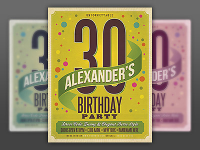 Retro Birthday Party Flyer birthday flyer flyer template invitation party flyer photoshop photoshop template poster retro retro flyer retro poster template vintage vintage flyer