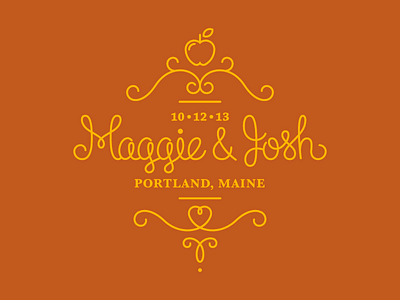 Maggie & Josh apple fall hand lettering lettering logo mark script wedding