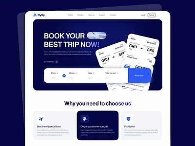 ✈️ Web Design for the ticket booking | Hyperactive booking colors cta design e commerce fly tickets graphic design hero section hyperactive landing page nav menu page design product design tickets ui ui design uiux ux ux design web design