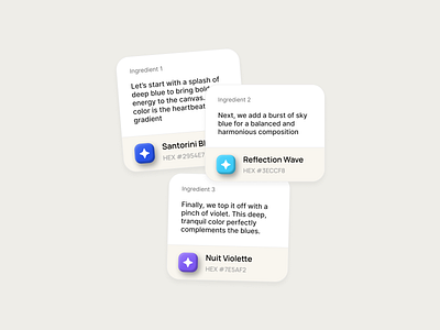 Color Mixing Ingredients {{Card}} brand guidelines branding cards color color mix design devdock gradient graphic illustrator ingredients minimal ui elements vector