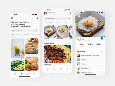 Healthy Recipes App app healthy healthy app healthy recipes app mobile recipe app ui ui mobile ui ux