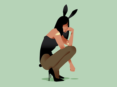 Bunny abstract bunny composition design editorial editorial illustration figure girl illustration illustration laconic lines minimal poster sexy vector vector illustration woman woman illustration