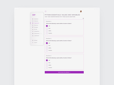 A test assignment page assignment education website test ui ux web design