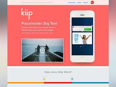 New Kiip Homepage Concept flat home homepage html index iphone mobile retina ui web webpage website