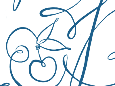 Cherry Script. blue cursive hand drawn illustration lettering script tuesday bassen typography white