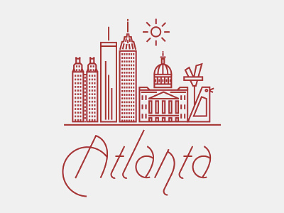 Atlanta atlanta landmarks singlestroke