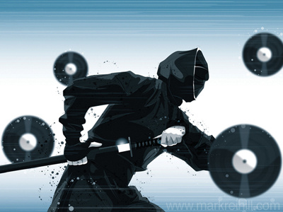 Ninja Tune 1990s art dj illustration japan london ninja ninja tune record label records samurai stealth tune vinyl weapon