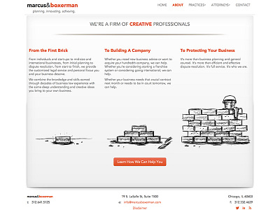 Marcus & Boxerman About Page about illustration orange responsive retina wall web design