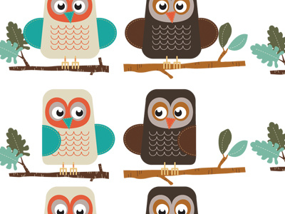 Hoot! animals birds illustration nature owls pattern