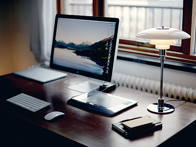 Workspace apple desk desktop digitizer lamp macbook moleskine notebook photo photography retina ubbedall wacom work workspace