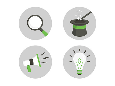 Icon Set For Website 2 icon light bulb magic magnifying vector wand