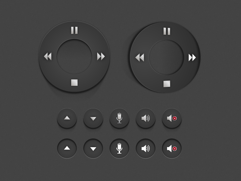 Example of Some mobile app buttons and tilting button disc