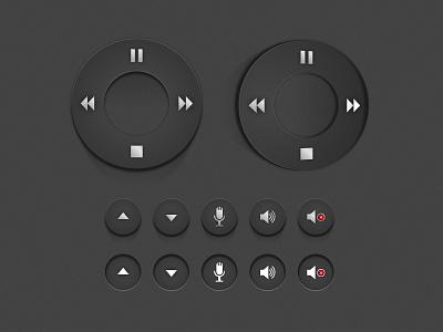 Some mobile app buttons and tilting button disc