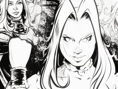 Down the Rabbit Hole alice comic dark illustration ink manga manga studio wonderland