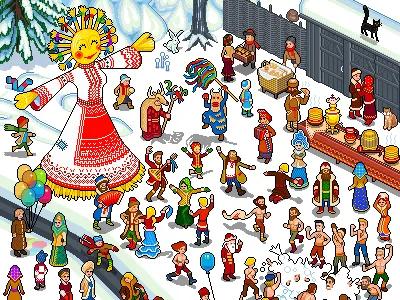 Maslenitsa iso isometric pixel art