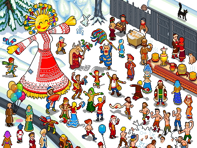 Maslenitsa iso isometric pixel art