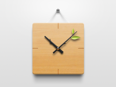 Clock of wood and branches branch clock icon leaf pin string ui wood