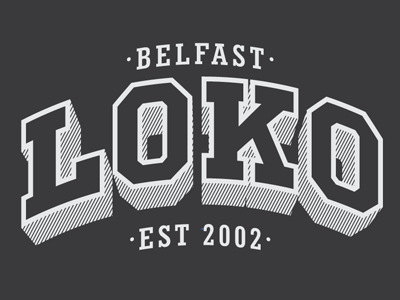 Loko belfast graphic shadow skate skateshop slab serif tee tshirt typography