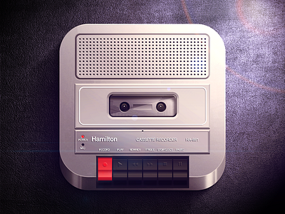 Cassette Recorder iOS icon app app icon black buttons cassette dark fun gray hamilton highlight icon ios ipad iphone light moscow player recorder reflections retro russia shadow speaker ui vector