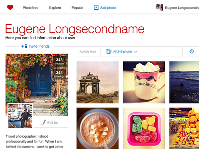 New WHP web interface (small screens) — profile page interface sites web
