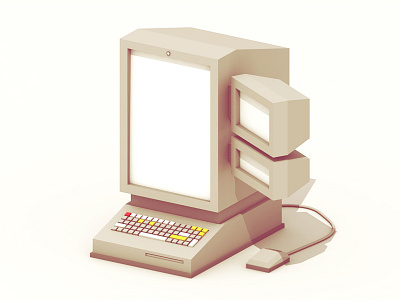 Computer 3d computer digital displays future geek it keyboard keys low poly lowpoly mac model mouse nerd pc portrait render retro screens