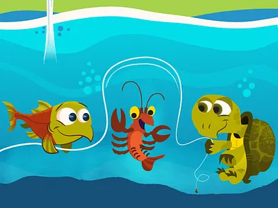 Jump Rope Fish blue childrens book fish green illustration illustrator red turtle vector water