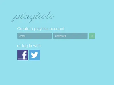 Playlists blue login ui web app