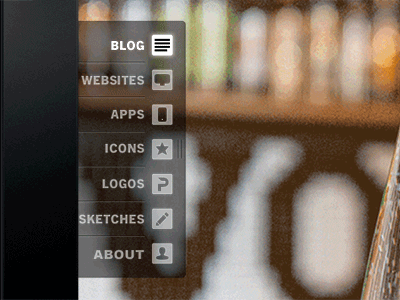 Vertical Slidernavigation (expendable) apps gui icons ipad navigation slider ui webdesign