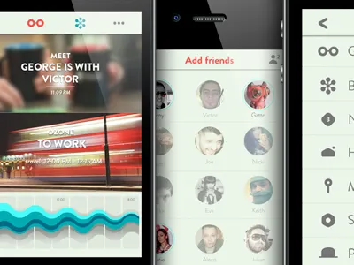 ? app family friends glance menu notifications settings